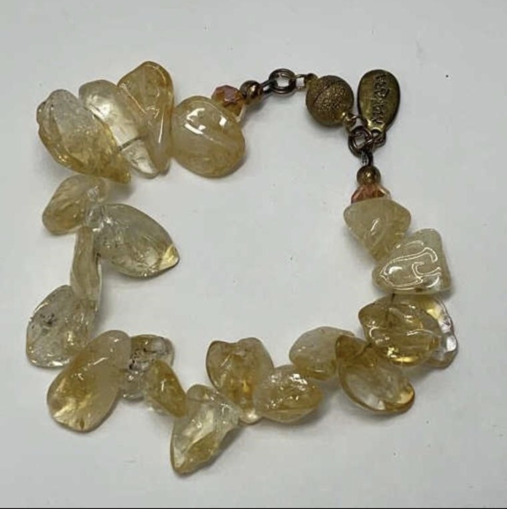Vintage Golden Citrine Gemstone Bracelet November Birthstone Makara